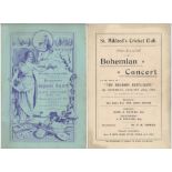 Club concert programmes 1895-1937. Four original official programmes for concerts held by cricket