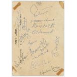 India tour to England 1946. Mono postcard of the The Castle Hotel, Taunton signed in ink to verso by