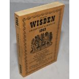 Wisden Cricketers' Almanack 1943. 80th edition. Original limp cloth covers. Only 5600 paper copies