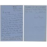 Edward John Thompson, novelist, historian and poet (1886-1946). Four page handwritten letter dated