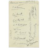 Hampshire and Sussex 1912. Album page nicely signed in ink to one side by sixteen members of the