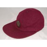 Northamptonshire C.C.C. maroon cloth 1st XI cricket cap. Earlier cap with attached wired