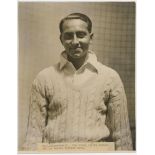 Sussex C.C.C. 1920s/1930s. Two nice original sepia press photographs, one of Duleepsinhji, half