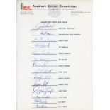 Auckland Shell Series 1981/82. Official Auckland Cricket Association autograph sheet fully signed by