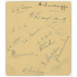 Yorkshire C.C.C. 1932. Album page signed in blue ink by fourteen Yorkshire players. Signatures are