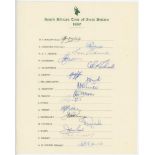 South Africa tour to England 1960. Official autograph sheet fully and nicely signed in ink by the