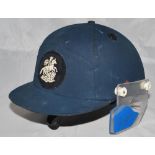 Robin Smith. England Test match batting helmet in navy blue. With M.C.C. emblem to attached to