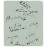 Yorkshire C.C.C. 1935. Album page nicely signed in ink by twelve Yorkshire players. Signatures are