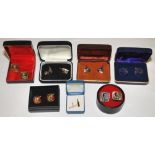 Cricket cufflinks. An assortment of six pairs of cufflinks produced for the England v Australia