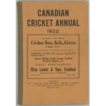 Canadian Cricket Annual 1922. Second year of publication. Original pale brown paper wrappers with