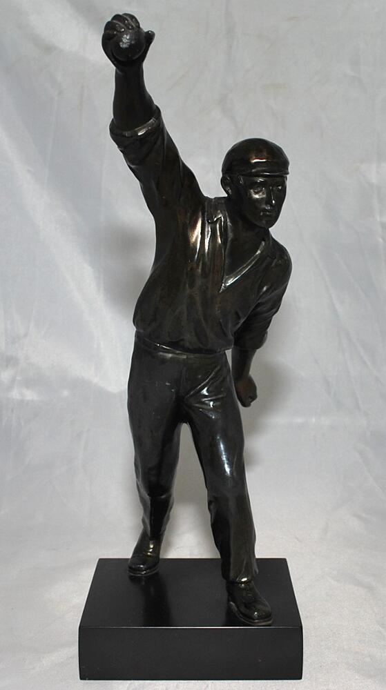 Charles Burgess Fry. Early 20th century bronze colour spelter figure of C.B. Fry wearing cricket cap