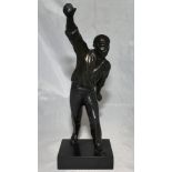 Charles Burgess Fry. Early 20th century bronze colour spelter figure of C.B. Fry wearing cricket cap