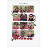 Lancashire C.C.C. 2007-2010. Sixteen unofficial autograph sheets of Lancashire teams. Signatures