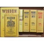 Wisden Cricketers' Almanack 1969, 1970, 1971 and 1972. Original limp cloth covers. Minor bowing to