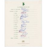 South Africa tour to England 1965. Official autograph sheet fully signed by all sixteen members of