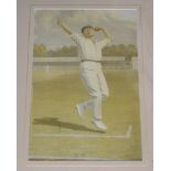 Wilfred Rhodes. Yorkshire & England 1898-1930. Excellent print of Rhodes in bowling action, from the