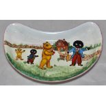 Cricket Dish. An attractive rectangular kidney shaped hand painted dish by Joan Allen. The image
