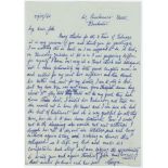 George Brown. Hampshire & England 1908-1933. Handwritten single page letter from Brown to John