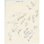 Lancashire C.C.C. 1965-1980. Large page signed in ink by eighteen members of the 1965 Lancashire