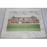 'Lord's Pavilion'. Colour print by David Gentleman 1986. Nicely signed in pencil around three