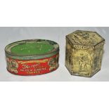 Cricket tins. Two cricket tins, one an oval colour Thorne's Super Extra Creme Toffee tin 'A Souvenir