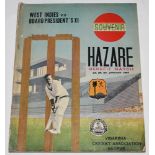West Indies v Board Presidents XI 'Vijay Hazare' Benefit match 1967. Official souvenir programme/