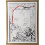 Australian tour of England 1926. F. Gardner 1926. Excellent and original pen and indian ink,