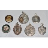 Cricket medals. Selection of five ornate cricket medals, all silver and hallmarked, two medals for