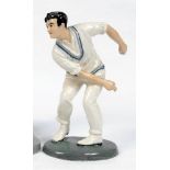 'Freddie Truman. Yorkshire & England'. A glazed pottery figure of Freddie Trueman modelled full