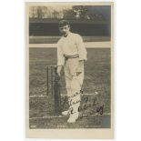 Robert Abel. Surrey & England 1881-1904. Sepia real photograph postcard of Abel in batting pose at
