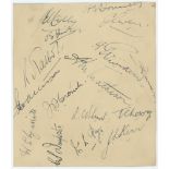 New Zealand tour to England 1931. Album page signed in ink by sixteen members of the 1931 New