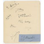 Middlesex C.C.C. circa 1920s. Album page containing nine signatures in ink of the Middlesex team.