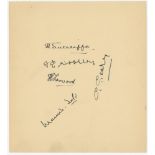 England Test cricketers c1930. Page very nicely signed in black ink by five England Test cricketers.