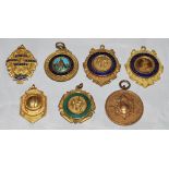 Gilt cricket medals 1940s-1960s. Seven gilt medals, five with enamel. Three medals awarded by the