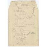 Nottinghamshire C.C.C. c1906. Album page signed in pencil by fourteen Nottinghamshire players (three