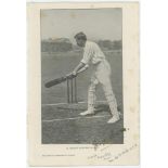 George Brann. Sussex 1883-1905. Original bookplate photograph of Brann in batting pose taken from