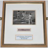 Don Bradman. Final Test 1948. Original mono photograph of Bradman looking back at his stumps