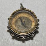 Cricketers' compass. Small ornate Victorian silver metal circular compass with compass to face and