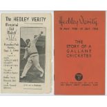 'The Hedley Verity Memorial Bed Match'. Official programme for Jack Appleyard's XI v Herbert