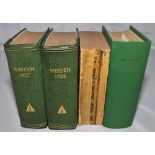Wisden Cricketers' Almanack 1927 and 1928. 64th & 65th editions. Bound in green quarter leather