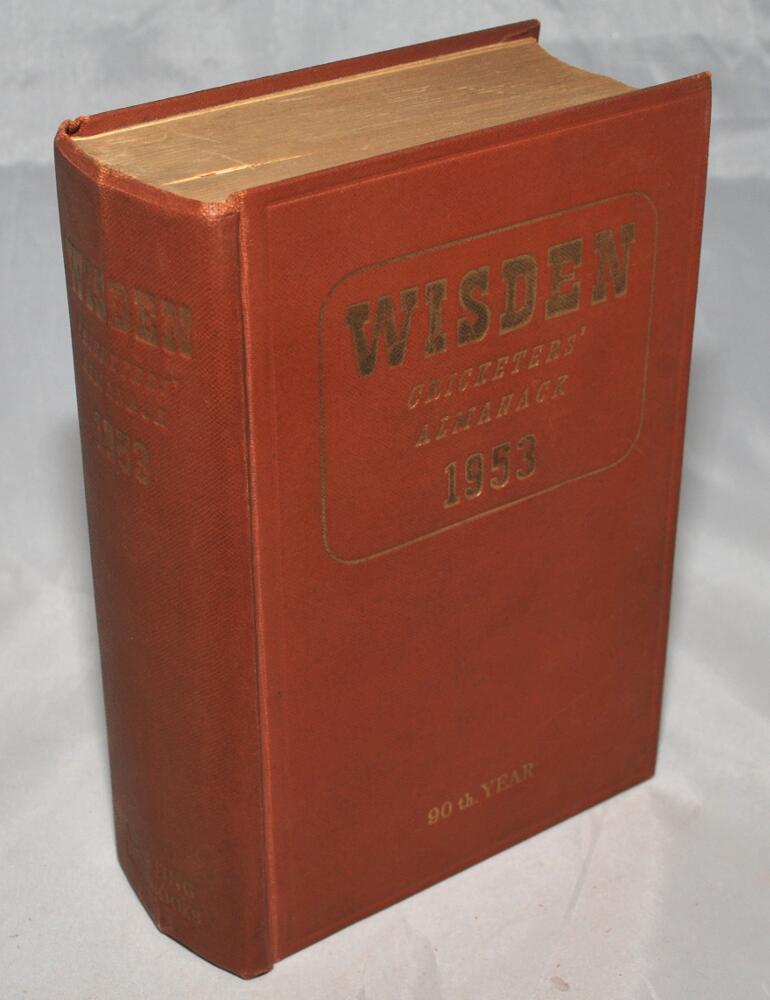 Wisden Cricketers' Almanack 1953. Original hardback. Light crease to spine paper, dulling to title