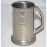 Dennis Brian Close. Yorkshire, Somerset & England 1949-1977. Pewter pint tankard engraved 'Thanks