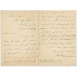 Robert Henderson. Surrey 1883-1896. Two page handwritten letter from Henderson to the collector,