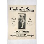 'The Cricketers' Song'. Words and Music by Percy S. Robinson. Dedicated to Jack Hobbs. Published