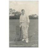 Edward Humphreys. Kent 1899-1920. Mono postcard of Humphreys in batting pose. Nicely signed in black