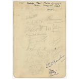 West Indies tour to England 1928. Album page dated 1st May 1928, signed in pencil by ten members