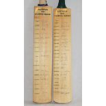 Australian tours of England 1997 & 2001. Two full size cricket bats, the 1997 bat signed to face
