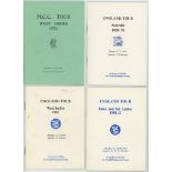 M.C.C. and England tour itineraries 1974-1982. Four official players' itineraries for the tours to