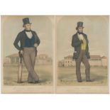 'Sketches at Lord's'. Collection of eleven original hand coloured lithographs of 'Mr James Henry