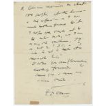 Pelham Francis Warner. Oxford University, Middlesex & England 1894-1920. Two page handwritten letter